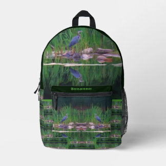 Sac À Dos Imprimé Peinture de nature personnalisée Héron Bleu