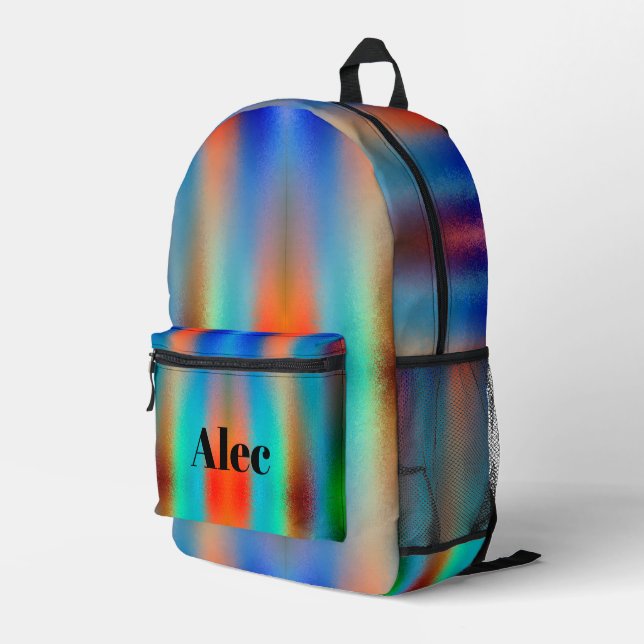 Sac À Dos Imprimé Peinture Orange et Bleue par Pulvérisation (Coin arrière droit)