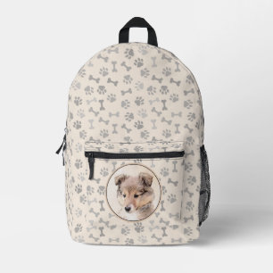 Sac À Dos Imprimé Peinture originale de chiot Shetland Sheepdog, Art