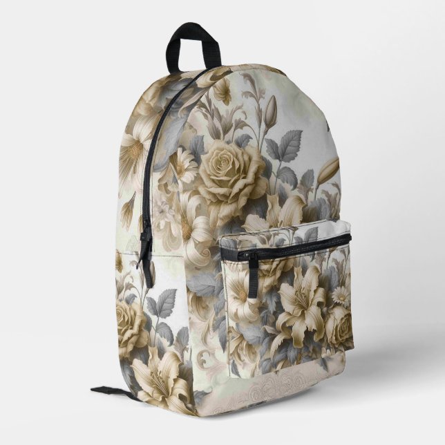 Sac À Dos Imprimé Perfection florale Jaune antique (Coin arrière gauche)