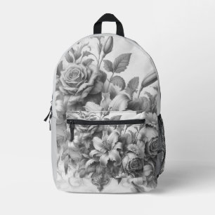 Sac À Dos Imprimé Perfection florale noire et blanche