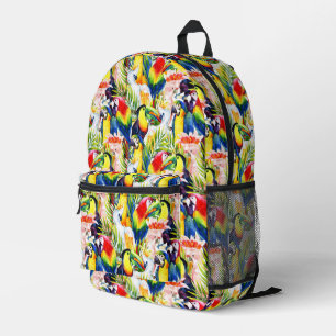 Sac À Dos Imprimé Perroquets Et Feuilles De Palmiers