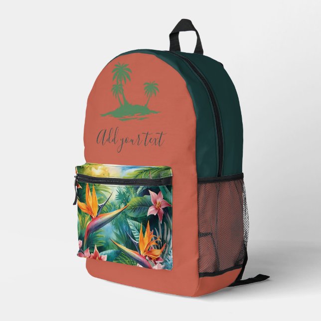 Sac À Dos Imprimé Personalised Tropical Backpack – Custom Name text  (Coin arrière droit)