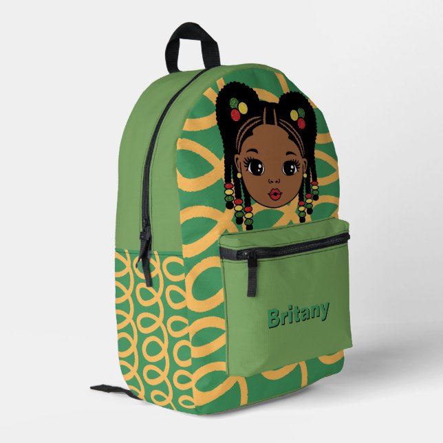 Sac À Dos Imprimé Personalized Baby Girl Green Printed Backpack (Coin arrière gauche)