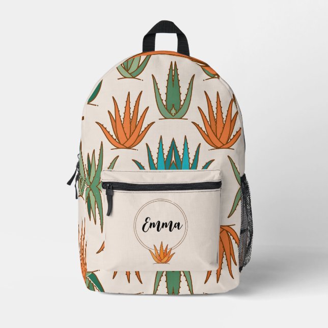 Sac À Dos Imprimé Personalized Cactus School Backpack with Name (Recto)