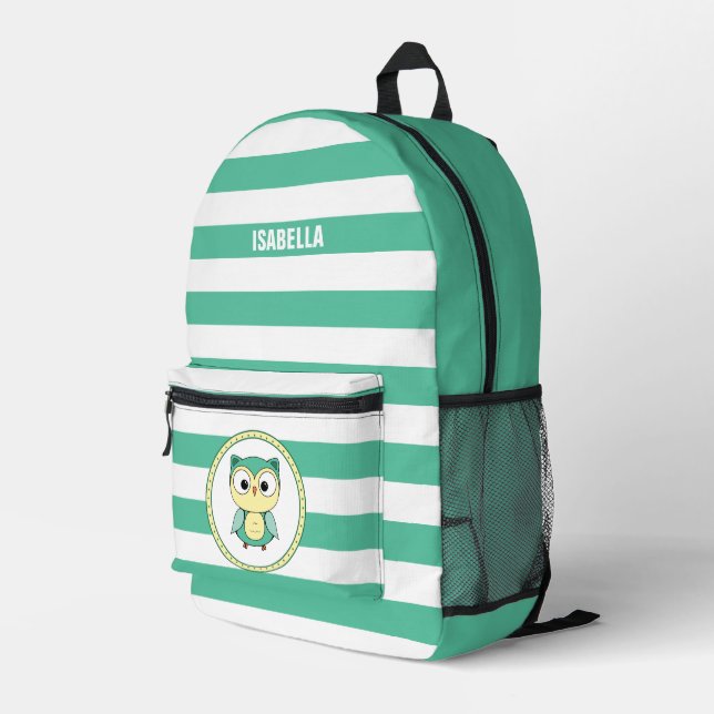Sac À Dos Imprimé Personalized Cute Owl Stripped Backpack (Coin arrière droit)