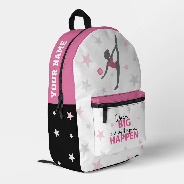 Sac À Dos Imprimé Personalized Rhythmic Gymnast Dream Big School Bag (Coin arrière gauche)