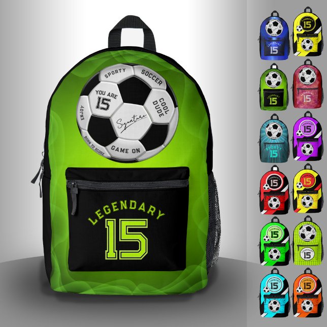 Sac À Dos Imprimé Personalized Soccer Ball Birthday  | Age Name Text (Créateur téléchargé)