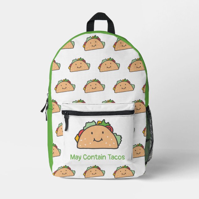 Sac À Dos Imprimé Personnalisable Peut Contenir Tacos Happy Taco (Recto)