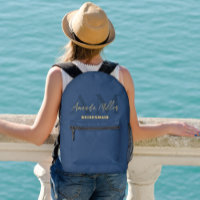 Personnalisé Avec Le Nom Blue Gold Moderne Monogra