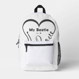 Sac À Dos Imprimé Personnalisé J'aime mon meilleur ami • Vous = ♥