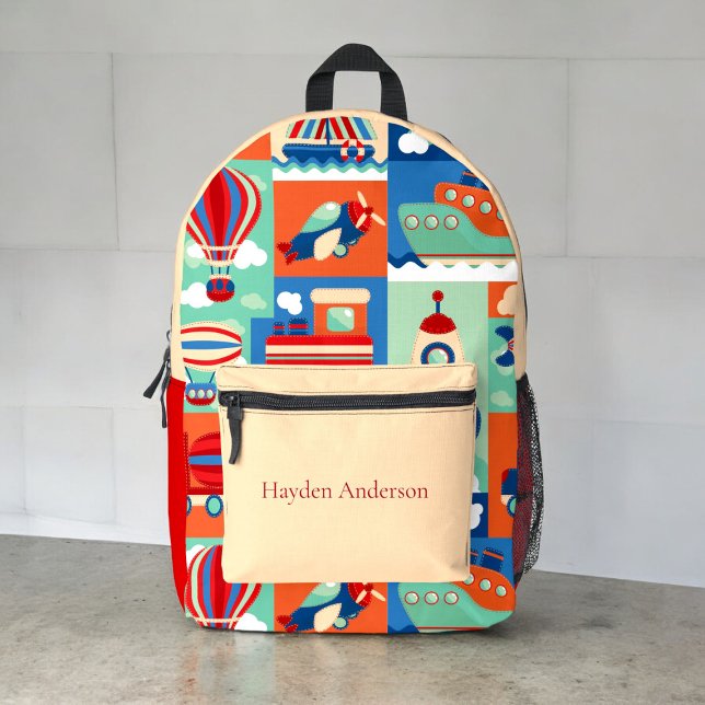 Sac À Dos Imprimé Personnalisé moderne Transport enfants à la mode (personalized boys transport fun school backpack )