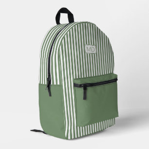Sac À Dos Imprimé Personnalisé Monogramme Moderne Sage Grandes Verte