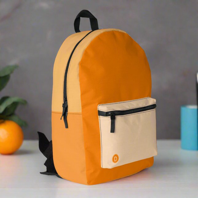 Sac À Dos Imprimé Personnalisé Orange Nom initial Cute élégant (Créateur téléchargé)