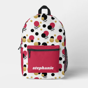 Sac À Dos Imprimé Personnalisé Retro Polka Dot Magenta Rose