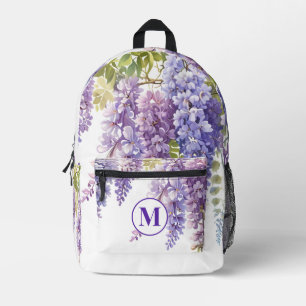 Sac À Dos Imprimé Personnaliser la glycine monogramme violet de l'aq