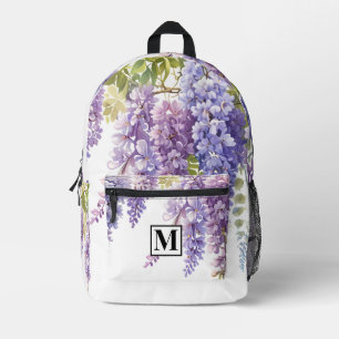 Sac À Dos Imprimé Personnaliser la glycine monogramme violet de l'aq