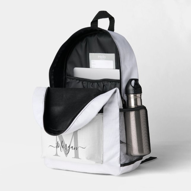 Sac À Dos Imprimé Personnaliser le nom initial du monogramme (Coin arrière droit (ouvert))