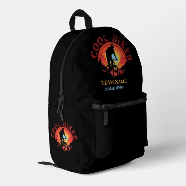 Sac À Dos Imprimé Personnaliser Personnaliser Nom Cool Biker Team (Coin arrière gauche)