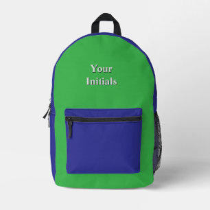 Sac À Dos Imprimé Personnalisez Avec Vos Initiales Bleu + Vert