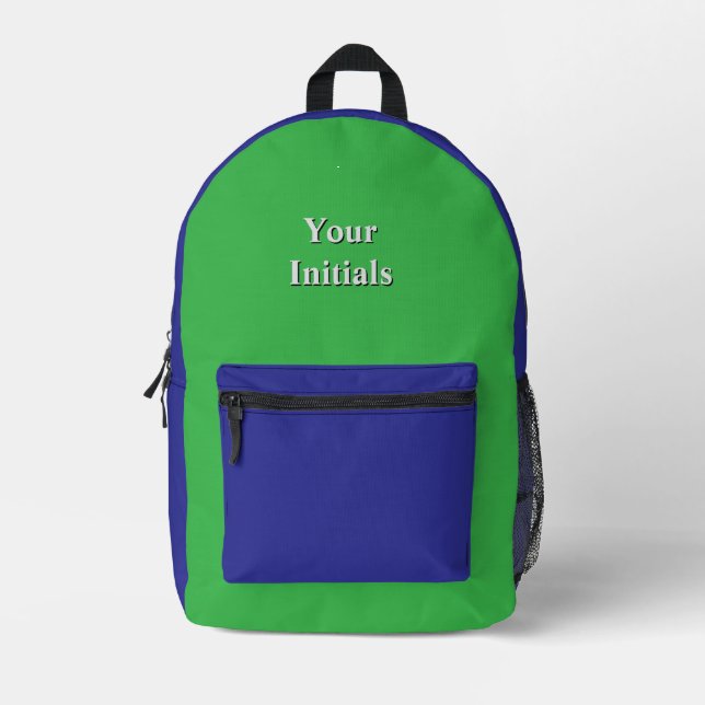 Sac À Dos Imprimé Personnalisez Avec Vos Initiales Bleu + Vert (Recto)