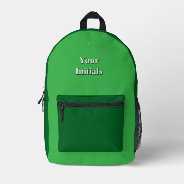 Sac À Dos Imprimé Personnalisez Avec Vos Initiales Vert + Vert (Recto)