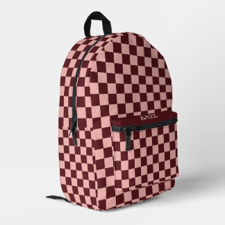 Sac À Dos Imprimé Personnalité tendance rétro burgundy et damier ros