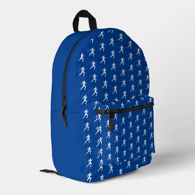 Sac À Dos Imprimé Personnes exécutant Silhouette HeartBeat Line Blue (Coin arrière gauche)