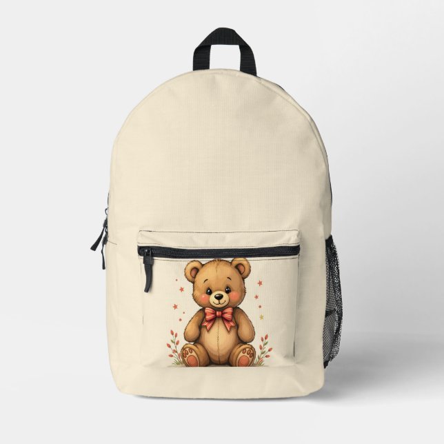 Sac À Dos Imprimé Petit ours brun mignon adorable avec cravate (Recto)