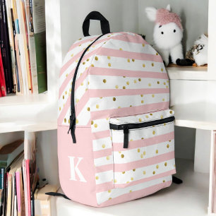 Sac À Dos Imprimé Petites filles roses et pointes avec Monogramme