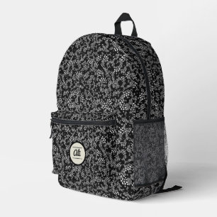 Sac À Dos Imprimé Petites fleurs gris arrière - plan noir