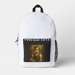 Sac À Dos Imprimé Photo d'enfance personnalisée et année Vintage per