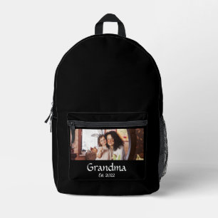 Sac À Dos Imprimé Photo Noir Script Grand-mère Établie