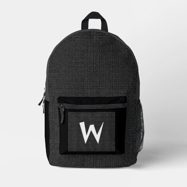Sac À Dos Imprimé Pi Math Étudiant Nerd Enseignant Black Grey Monogr (Recto)
