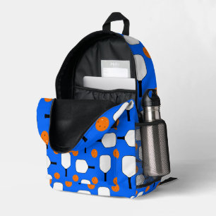 Sac À Dos Imprimé Pickleball Paddles et Orange Pickleballs sur Blue