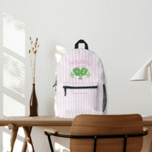 Sac À Dos Imprimé Pickleball Queen Logo Monogramme Nom personnalisé