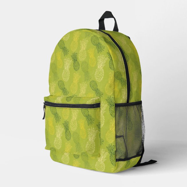 Sac À Dos Imprimé Pineapple Outline Pattern on Green (Coin arrière droit)