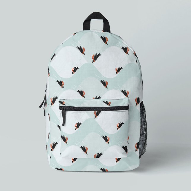 Sac À Dos Imprimé Pingouins joueurs glissement sur Motif de neige (Penguins sledding in the snow patterned backpack)