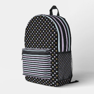 SAC À DOS IMPRIMÉ PINK BLUE GRAS NOIR STRIPES & POIS