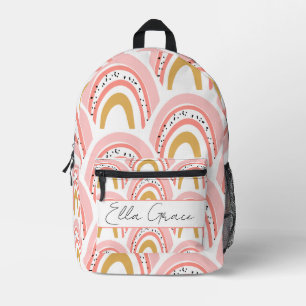 Sac À Dos Imprimé Pink Boho Rainbow Nom personnalisé