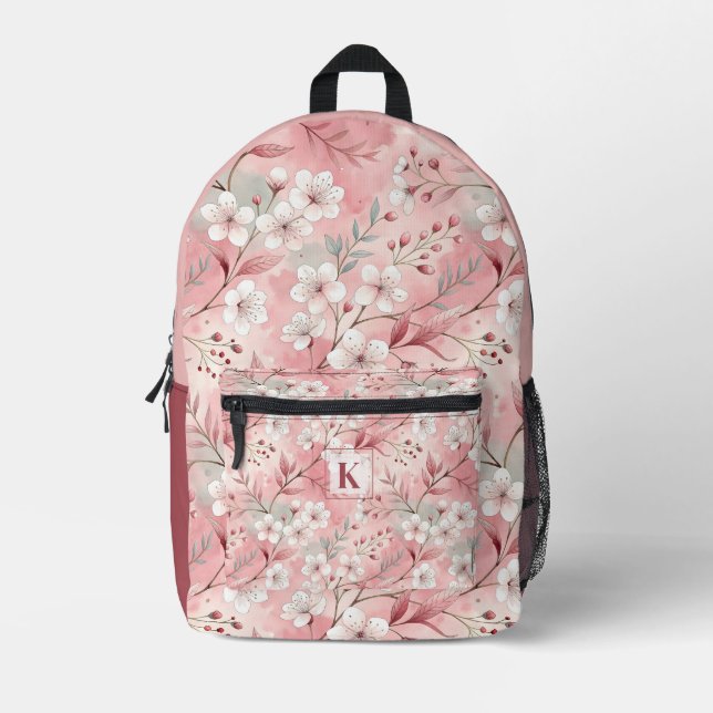 Sac À Dos Imprimé Pink cherry blossom monogram (Recto)