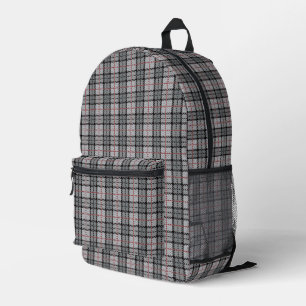 Sac À Dos Imprimé Pixel Plaid à Grey with Red Stripe