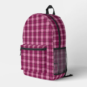 Sac À Dos Imprimé Pixel Plaid_Magenta-Noir