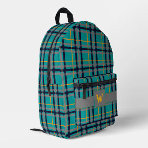 Sac À Dos Imprimé Plaid bleu et orange