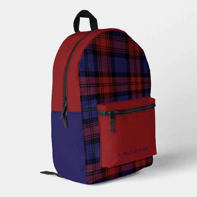 Sac À Dos Imprimé Plaid Burgundy Purple Rustique MacLachlan Tartan (Coin arrière gauche)
