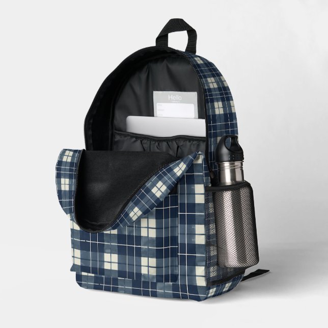 Sac À Dos Imprimé Plaid de minuit (Coin arrière droit (ouvert))