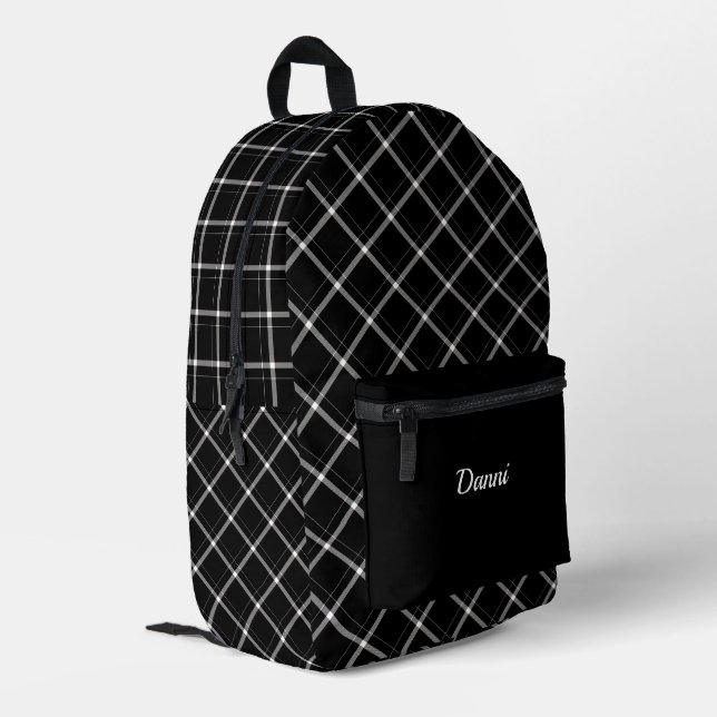 Sac À Dos Imprimé Plaid noir et blanc (Coin arrière gauche)