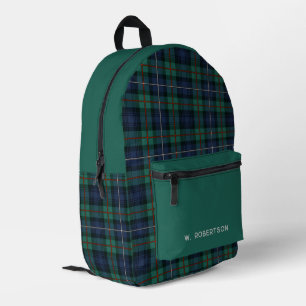 Sac À Dos Imprimé Plaid Robertson vert pourpre Tartan personnalisé