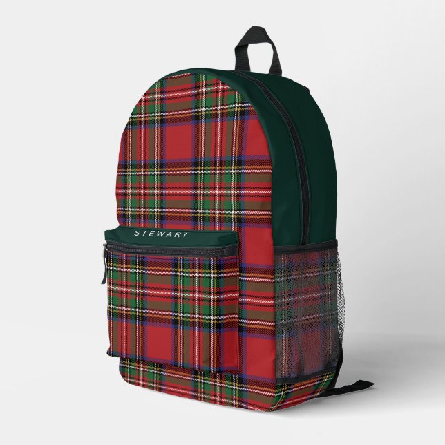Sac À Dos Imprimé Plaid Rustic Red et Green Stewart Tartan (Coin arrière droit)
