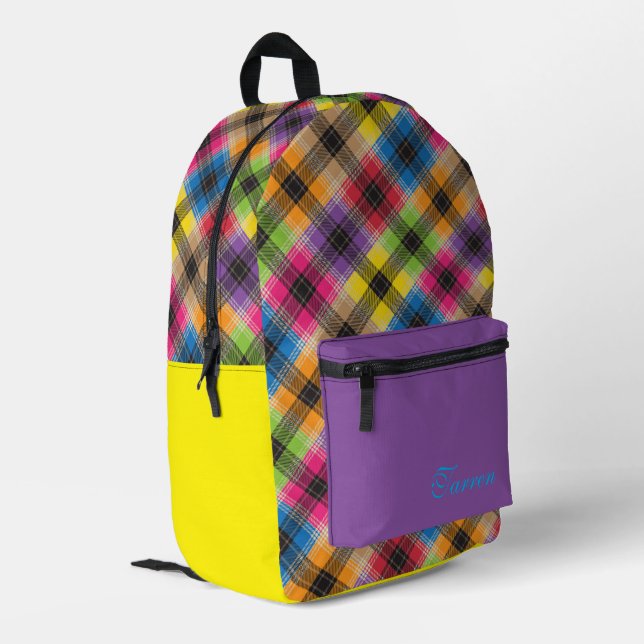 Sac À Dos Imprimé Plaid sauvage personnalisé  (Coin arrière gauche)